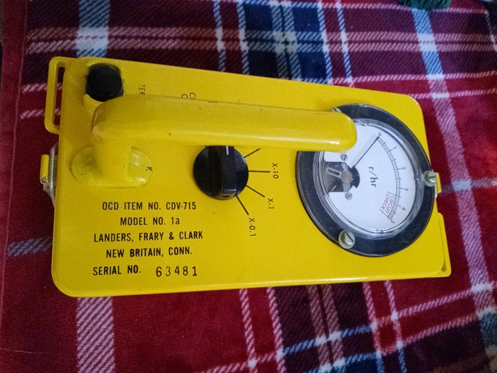 Vintage 1960s Civil Defense Geiger Counter, OCD Item No. CDV-715, Model No. 1A