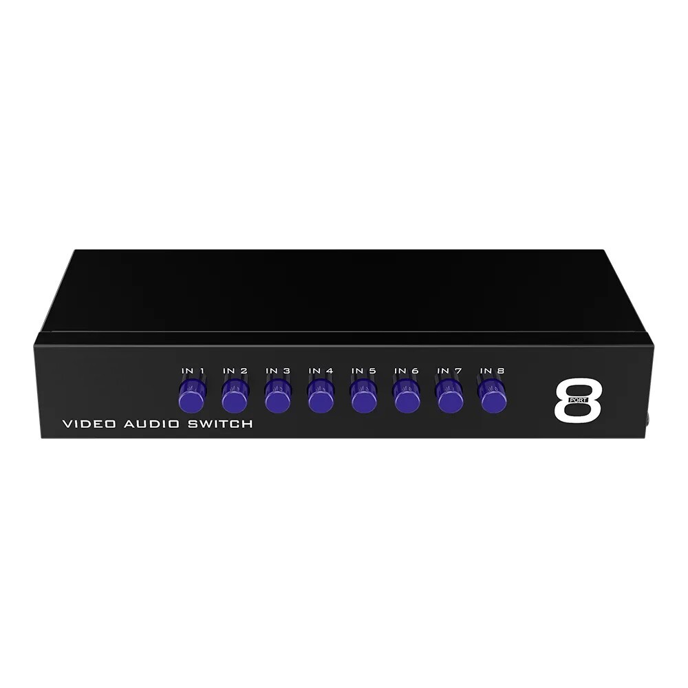 8-Port RCA Composite Video Audio AV 8-Way Switch Selector Switcher Splitter Box