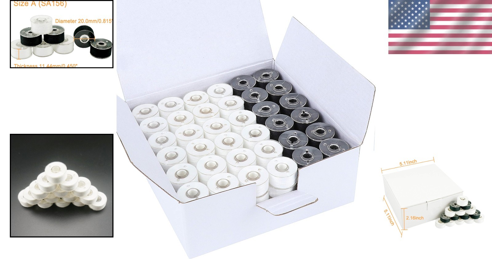 144pcs Polyester Prewound Bobbin Thread Variety