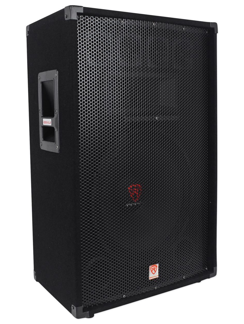 (2) Rockville 15” Speakers+Monitors+Mixer+Mics+Stands+For Church Sound Systems
