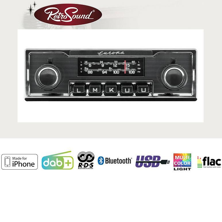 RETROSOUND RSD-EUROPA-6DAB Bluetooth 1-DIN Car Stereo Vintage US Cars Oldsmobile