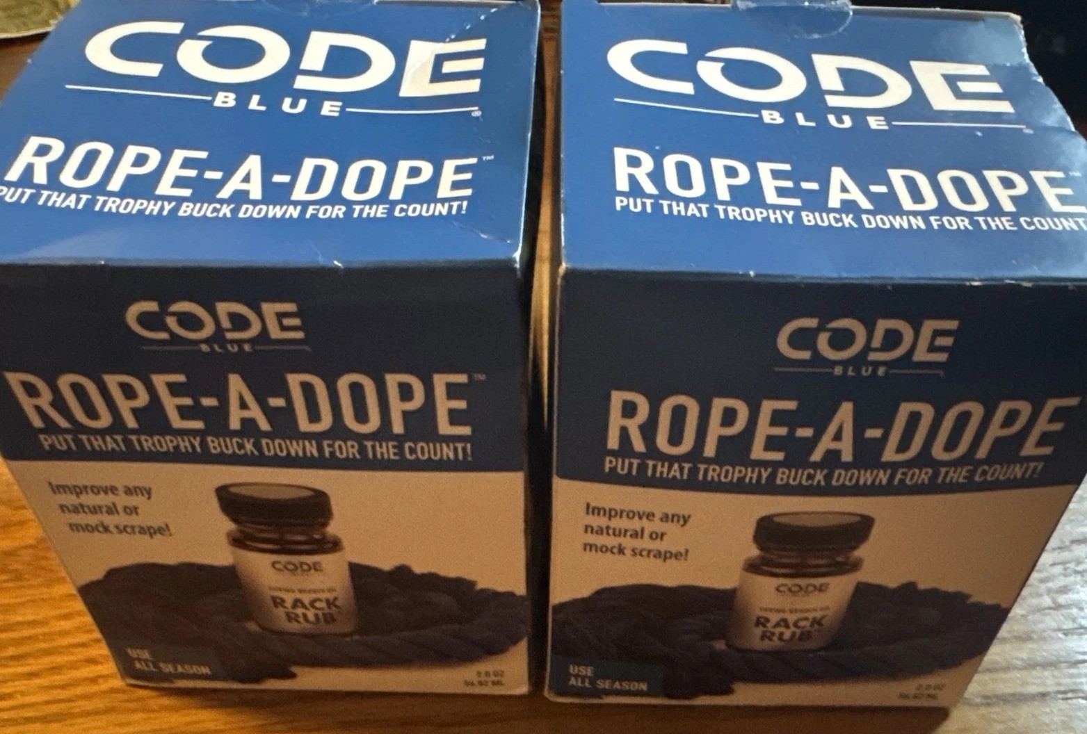New Code Blue Rope-A-Dope Rack Rub Mock Scrape Buck Lure Scent 2 Pack
