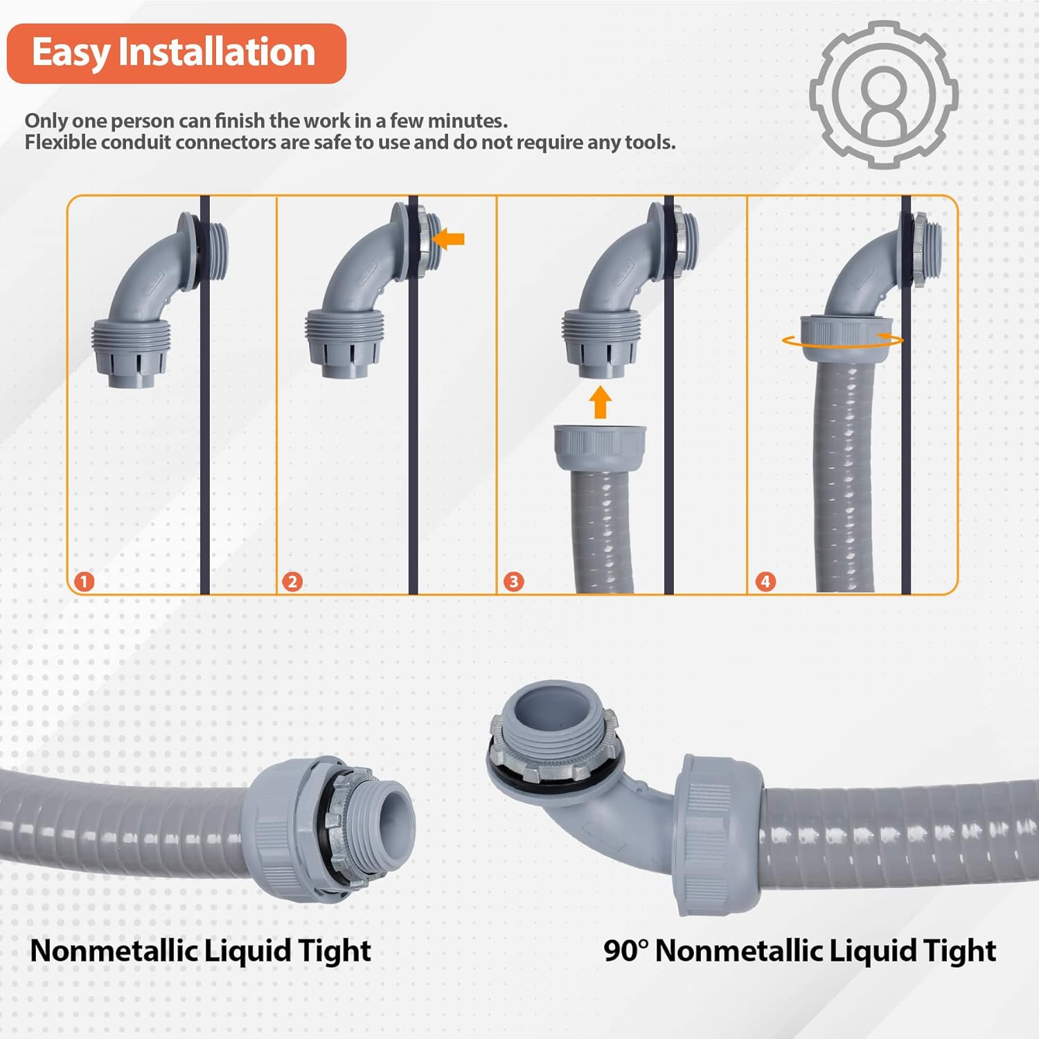 Liquid-Tight Conduit Kit 1/2 50Ft W/Ul Certification | Flexible Electrical Condu
