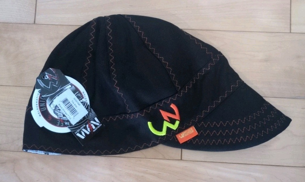 Welder Nation Apparel Welding Cap Skull Reversible Hat sz 7 1/2 Black
