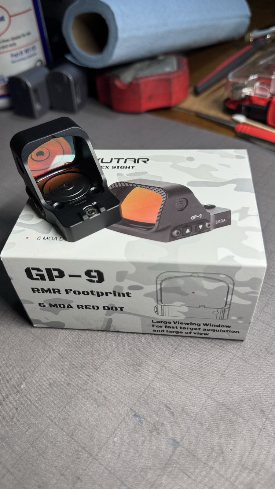 Gowutar GP-9 RMR Footprint 6 MOA Red Dot Sight Large Window Black