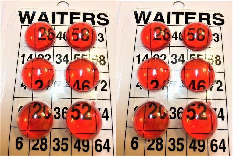 Bingo Waiters Set 12 Magnifying RED BINGO Winning Numbers Identifiers Markers