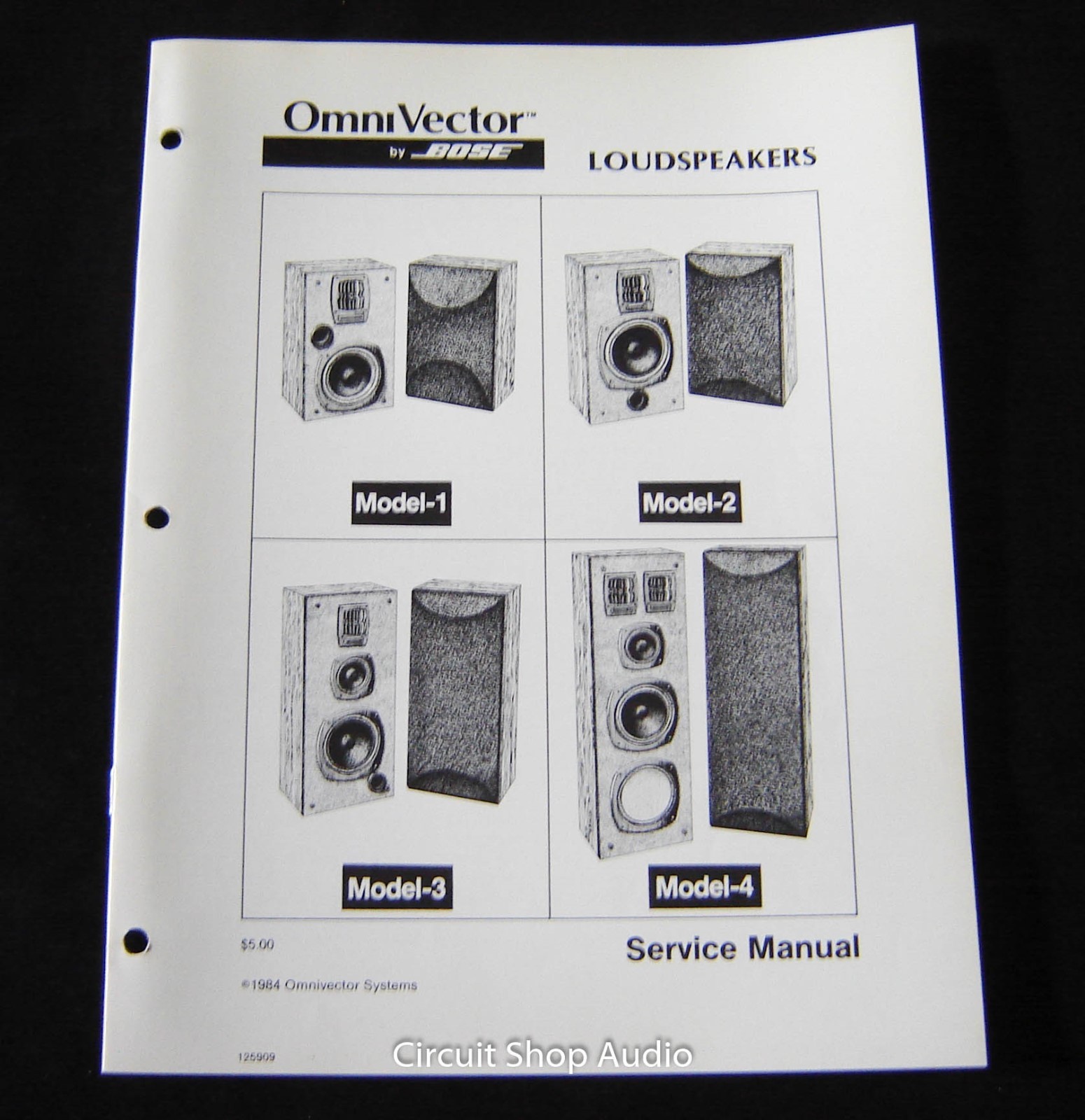 Original Bose OmniVector Loudspeakers 1, 2, 3, 4 Service Manual