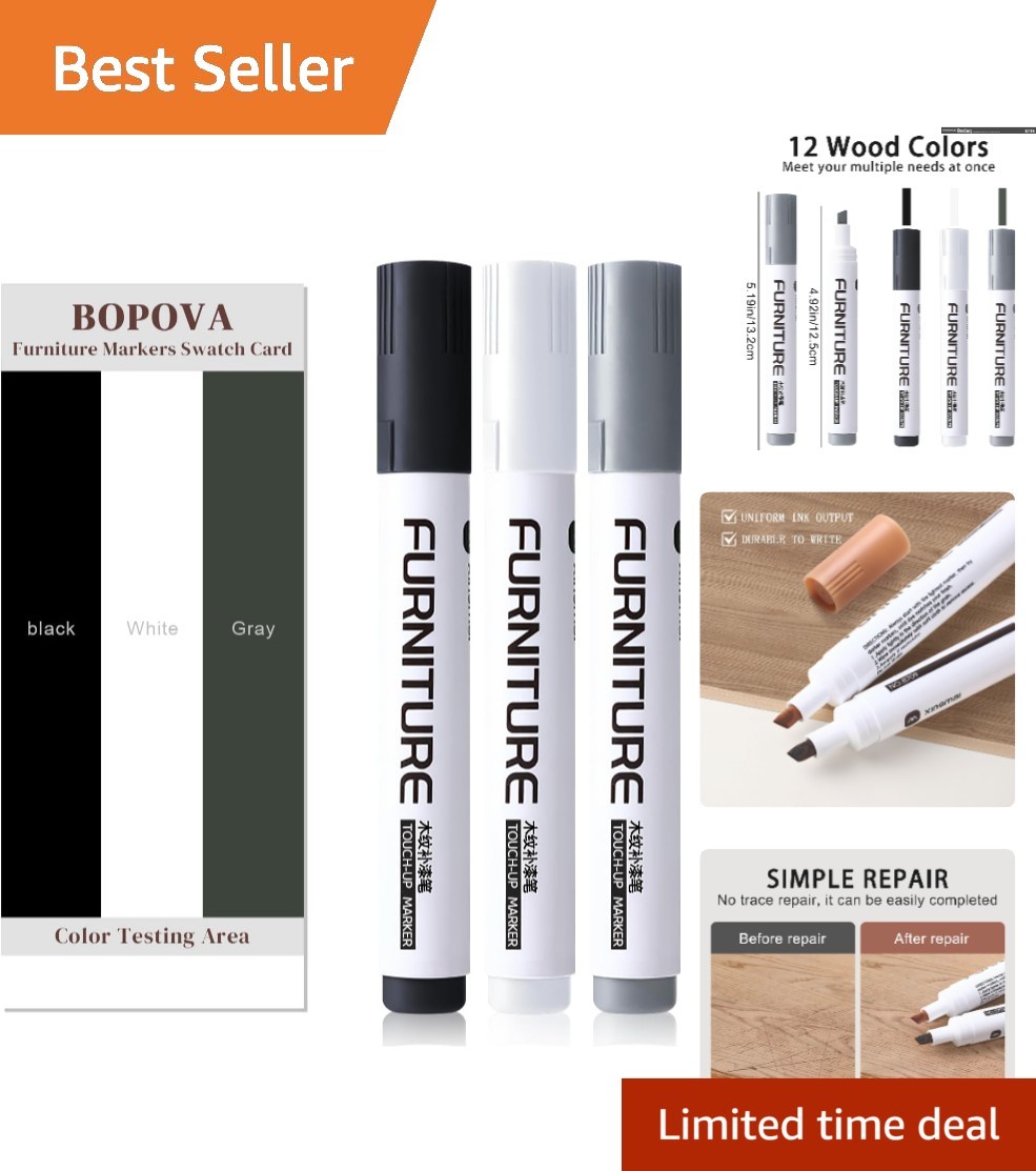 Seamless Wood Panel Touch Up Markers - Black, White, Gray for Furniture
