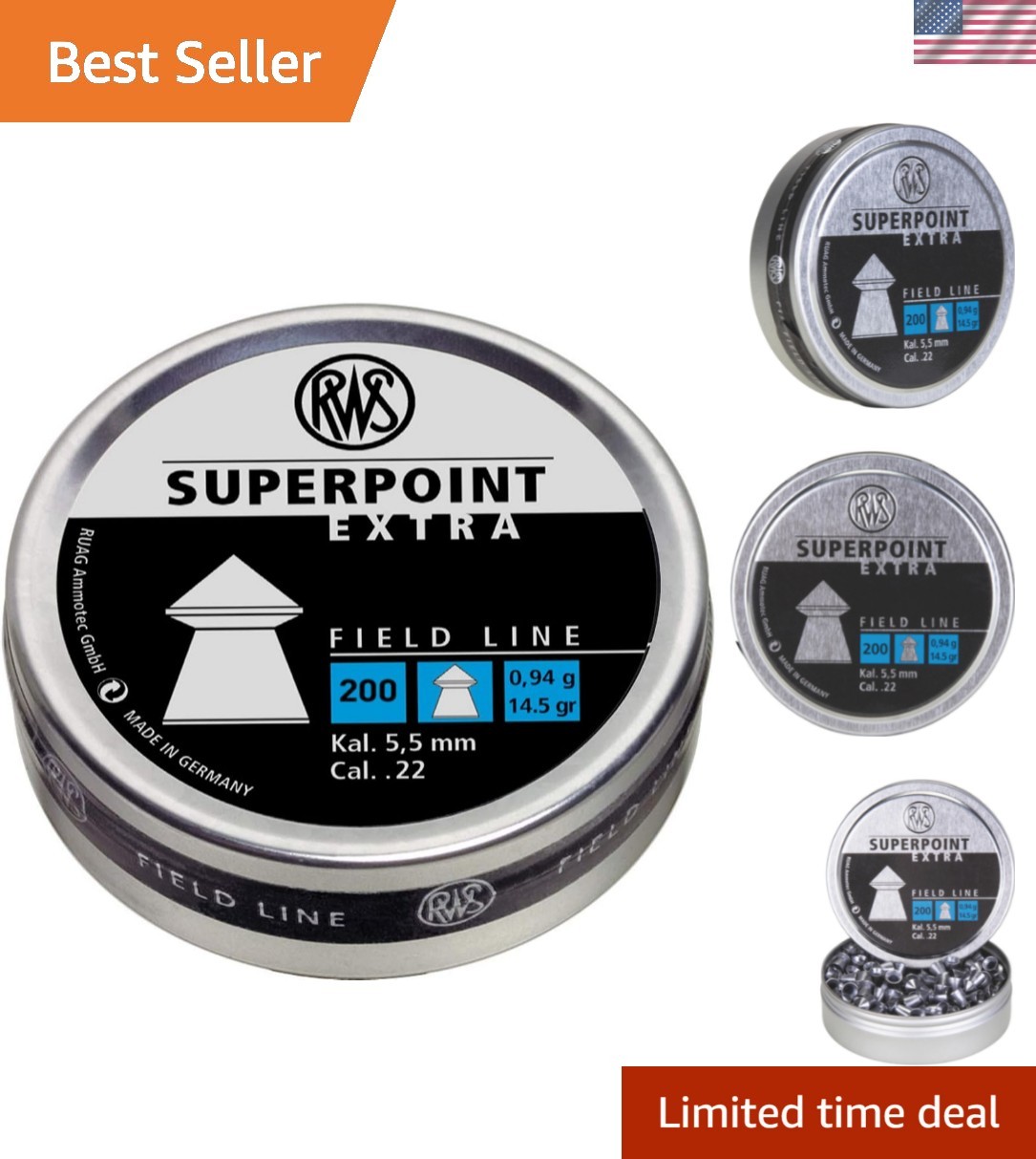 RWS Superpoint Extra Field Line Pellet Gun Pellets, 22 Caliber, 14.5 Grains, ...