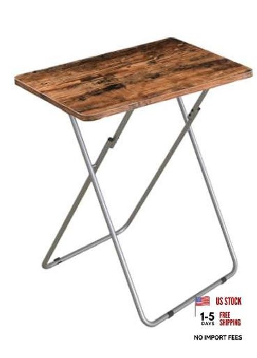 Tv Trays Folding Tv Table, Dinner Table for Eating with Sturdy Yellow Brown