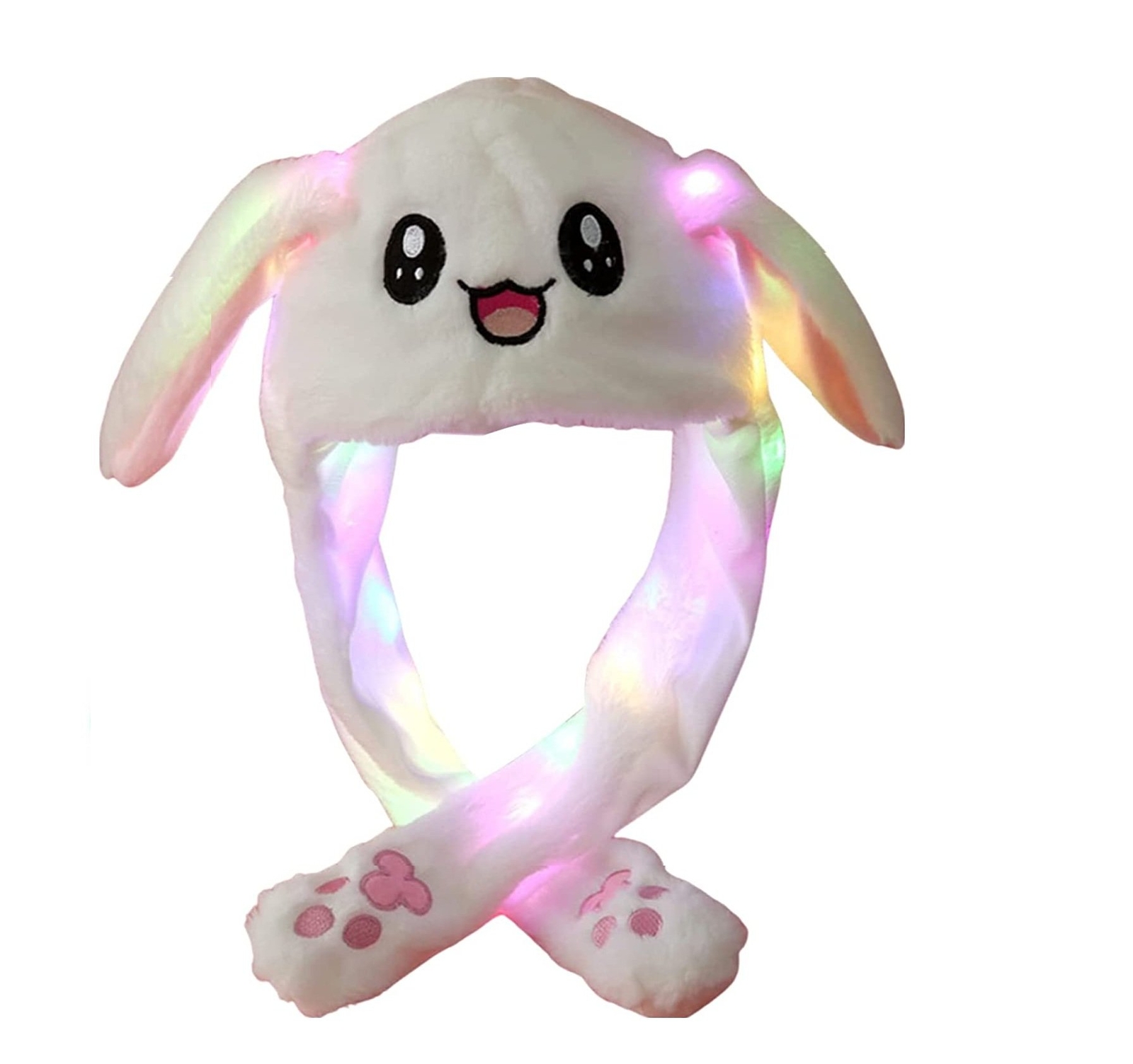LED Rabbit Ear Hat Airbag Moving Ears Cute Fun Plush Headwear Cap Girl Gifts USA
