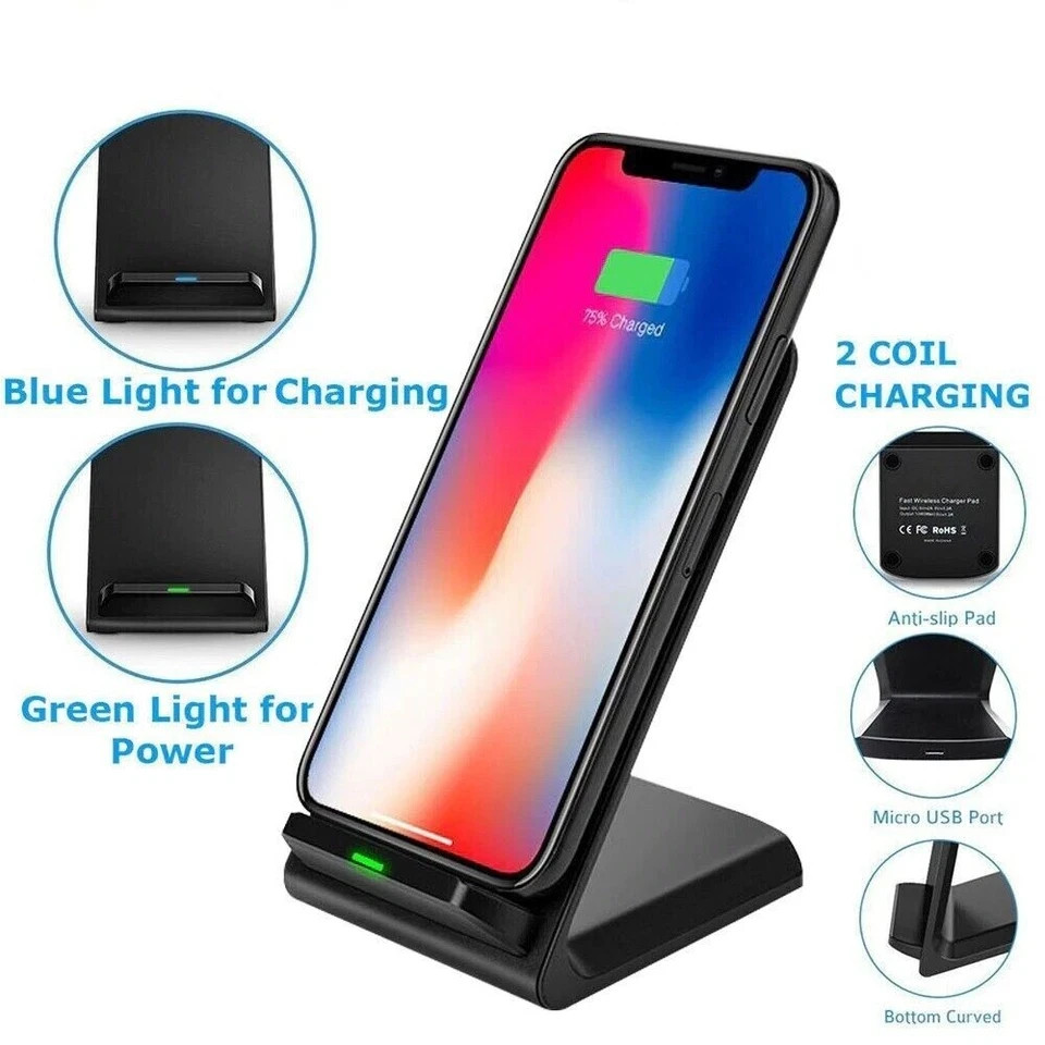 Wireless Fast Charger Charging Stand Dock For Samsung Galaxy iPhone Mobile