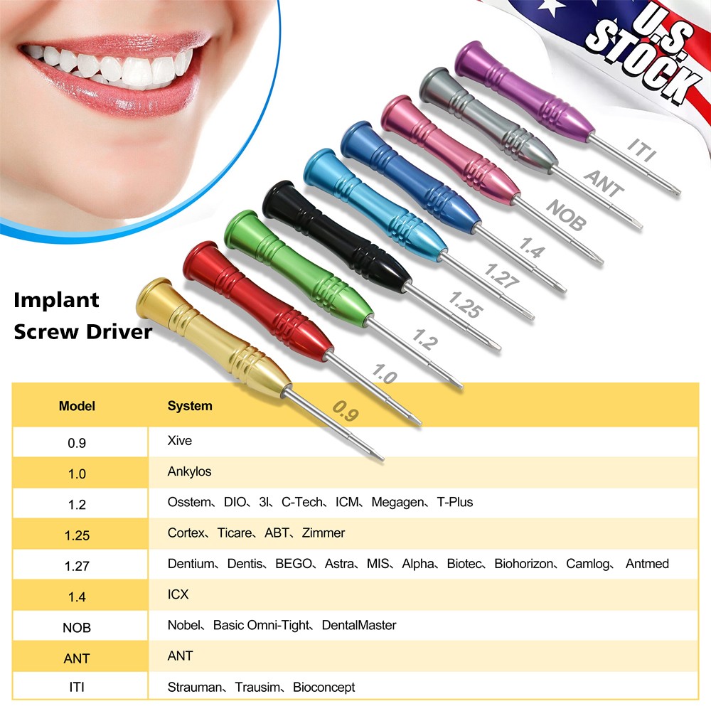 Dental Universal Implant Prosthetic Kit Torque Wrench Screw Drivers 6 Model