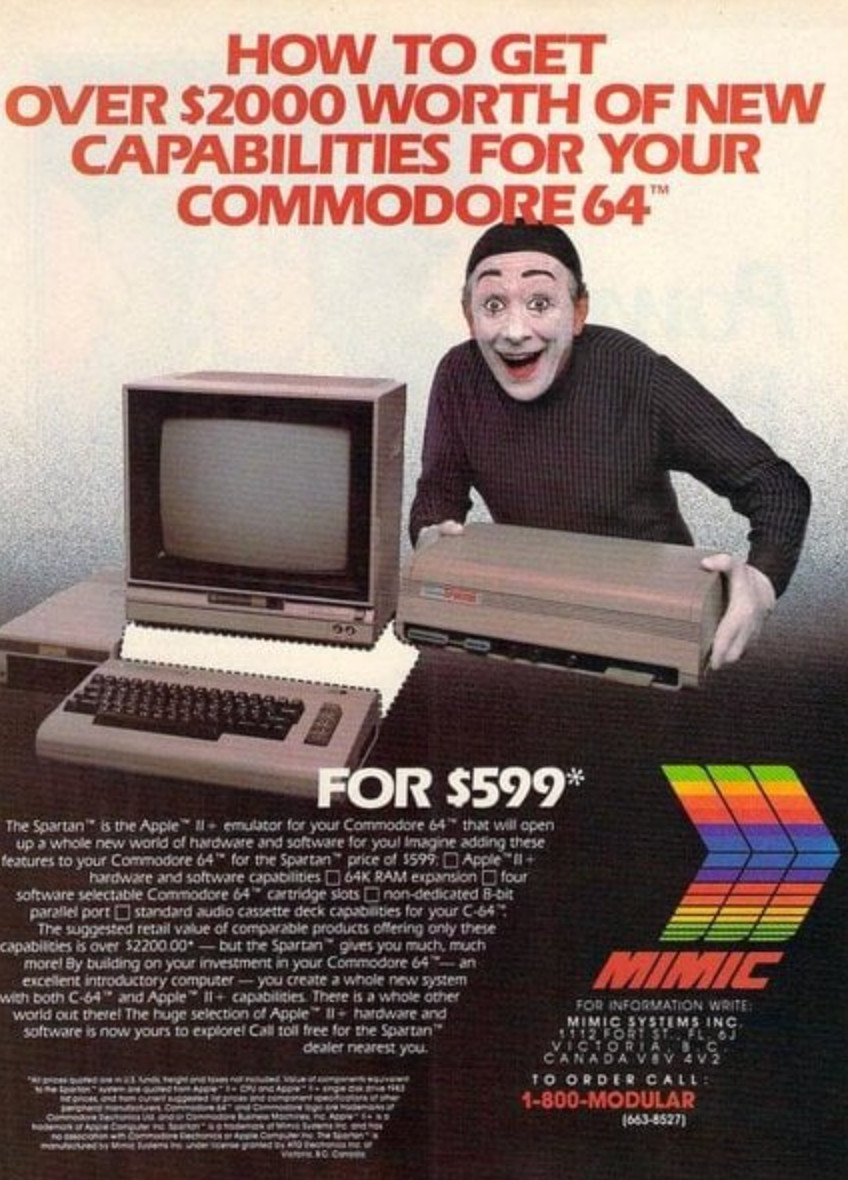 Very Rare Mimic Systems Spartan Apple II+ Plus & Commodore 64 Silver Label SB