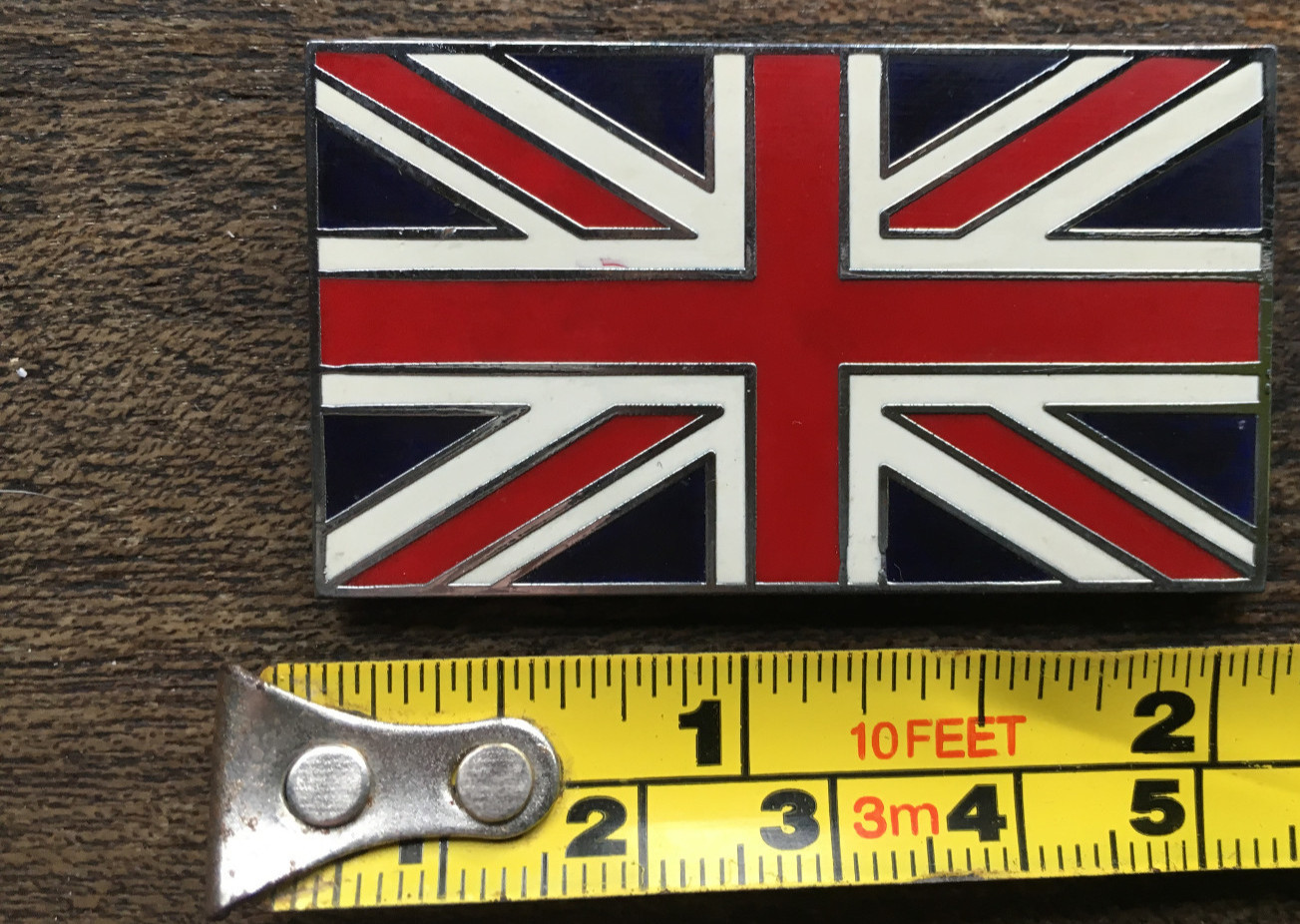 LARGE Enamel Union Jack Metal Badge Emblem Classic Car Self Adhesive Sticky