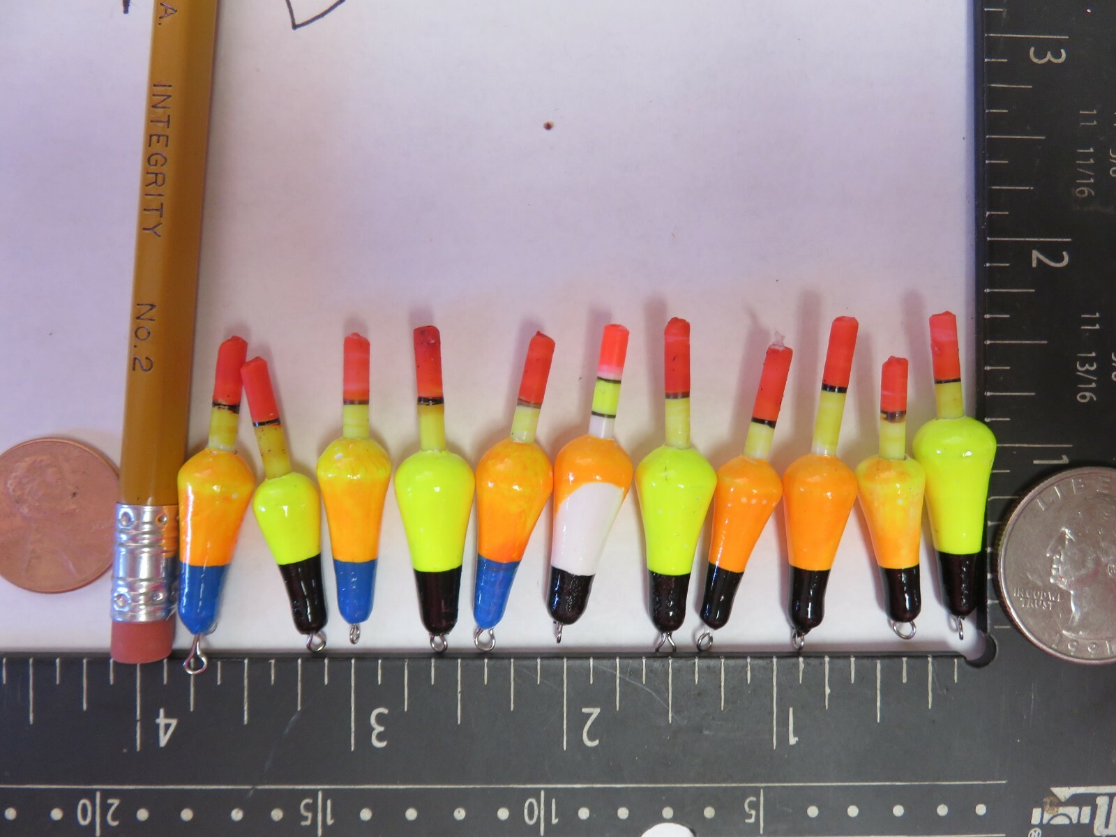 10 NEW WOOD SLIP FLOATS / BOBBERS PANFISH  ICE FISHING NO FREEZE UP ON LINE B171