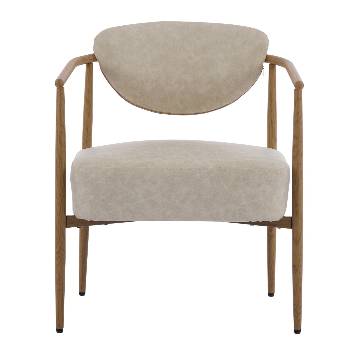 Modern Accent Chair Leather Upholstered Armchair w/ Metal Frame for Living Room