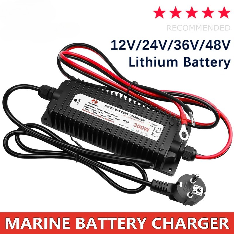 Marine Lifepo4 Battery Charger AC90-265V to DC12/24/36/48V 300W for RV Boat EV