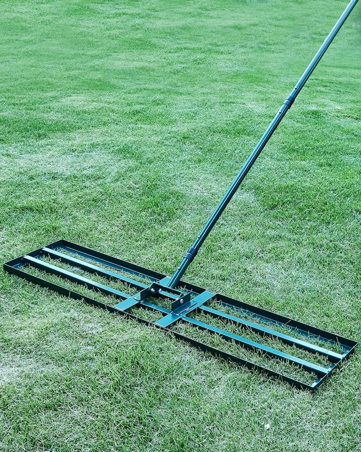 Adjustable 78" Long Handle Lawn Leveling Rake, 45"x10" Plate