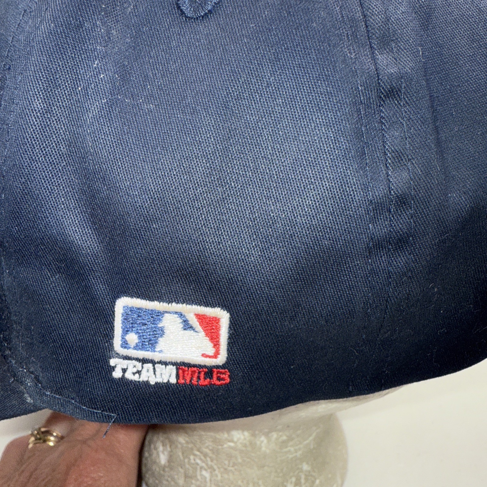 BOSTON Red Sox lite wt Navy Cotton Hat Cap w Script Red B Hook Loop MLB Team