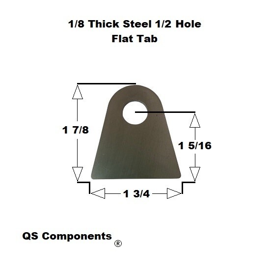 Chassis Rod End Tab 1/2" Hole 1/8" Thick 1 7/8" Tall Steel Flat Tab Weldable
