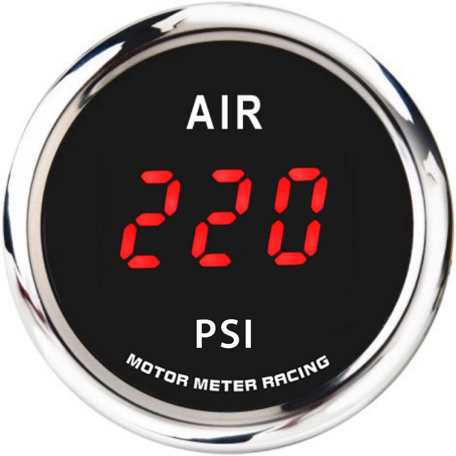 W PRO 52mm 2-1/16" Digital Air Pressure Gauge PSI Red LED Air Ride Suspension