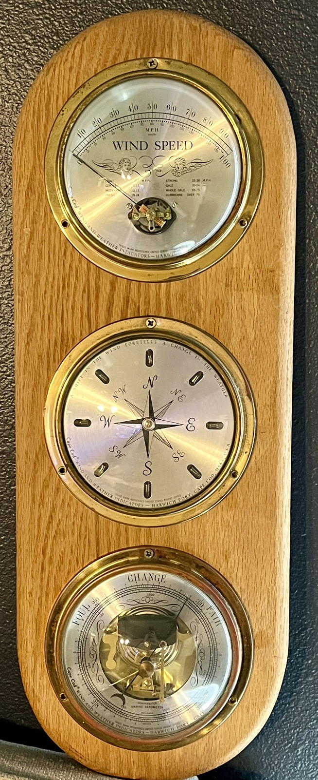 Vintage Barometer CAPE COD Wind and Weather Indicators Set Weather Station NICE!