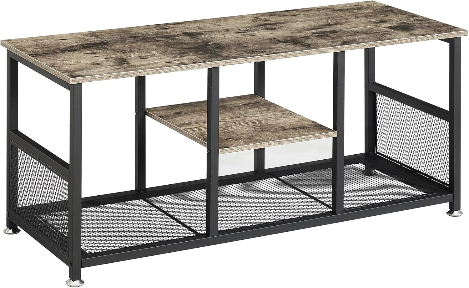 39 Coffee Table with Storage Shelf for Living Room Industrial Wood and Metal Fra