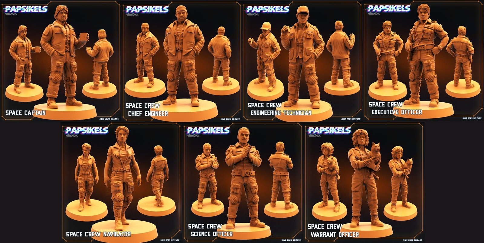 3D Printed Papsikels June 2023 Scifi - Aliens Vs Humans Part 5 Space Captain Set
