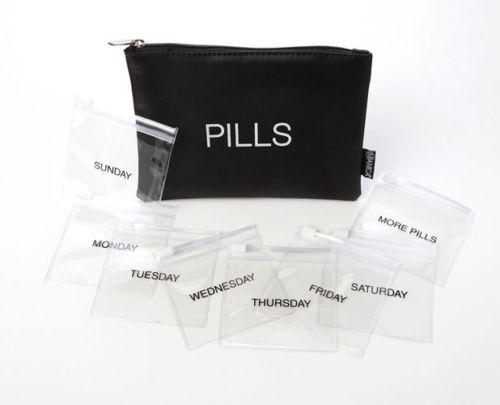 MIAMICA BLACK NYLON ART OF PACKING DAILY TRAVEL POUCH PILL/ VITAMIN ORGANIZER