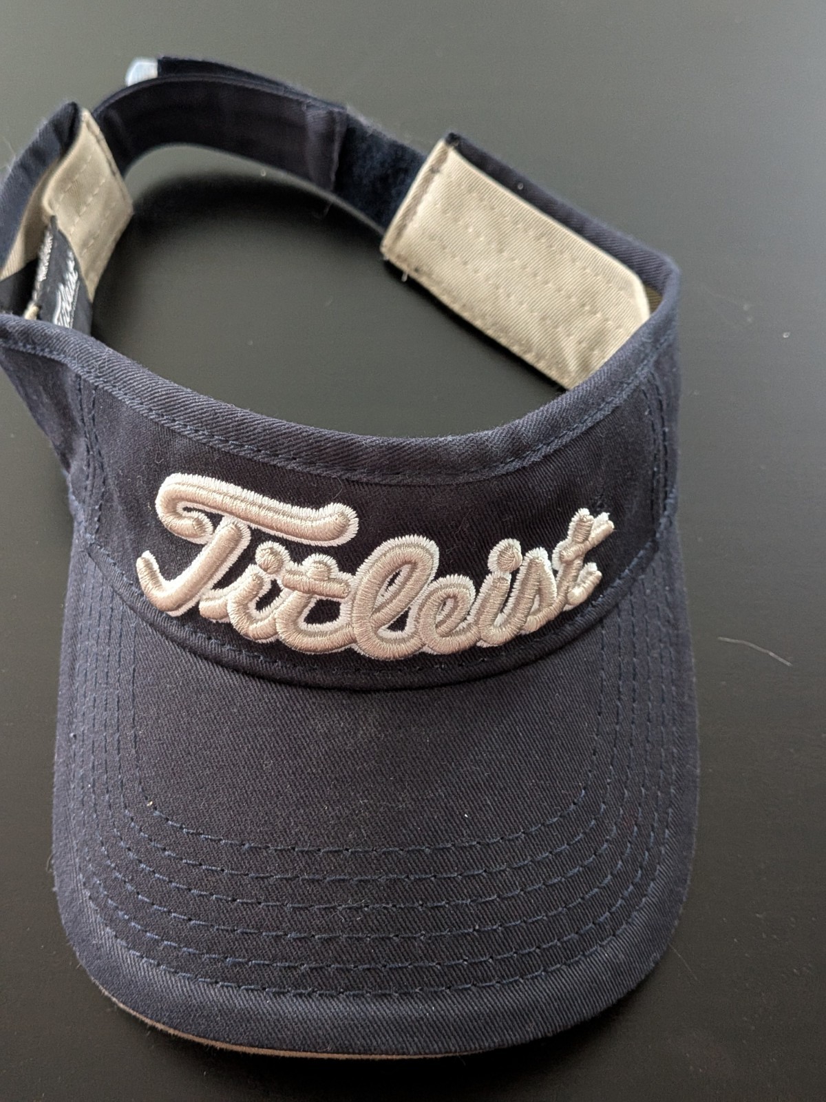 Titleist Pro V1 Golf Visor Hat Strapback OSFM Navy Blue Beige