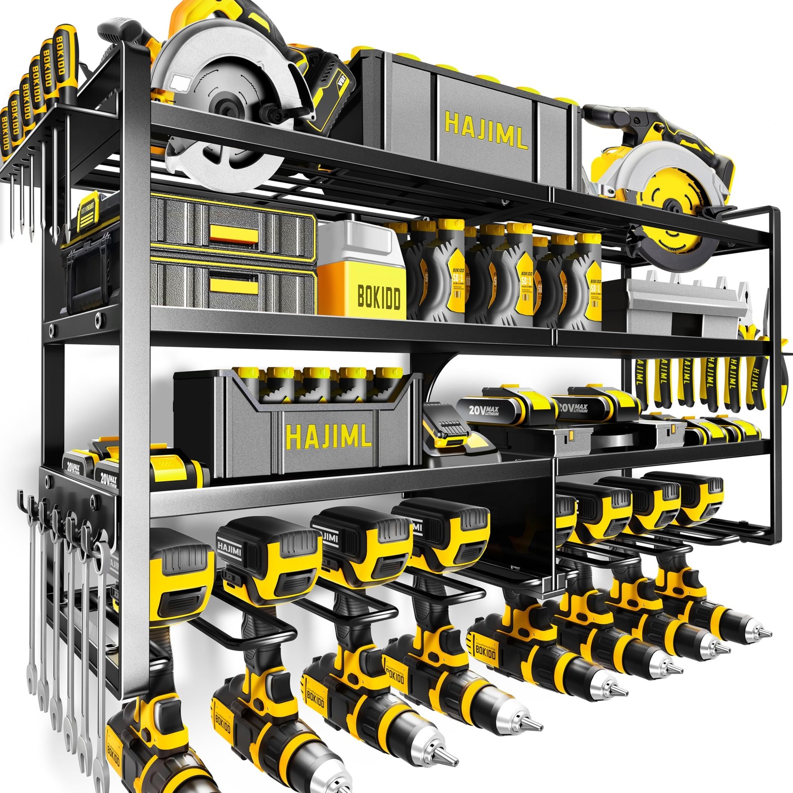 Power Tool Organizer Wall Mount,4 Layers Heavy Duty Storage Rack with 8 Drill...