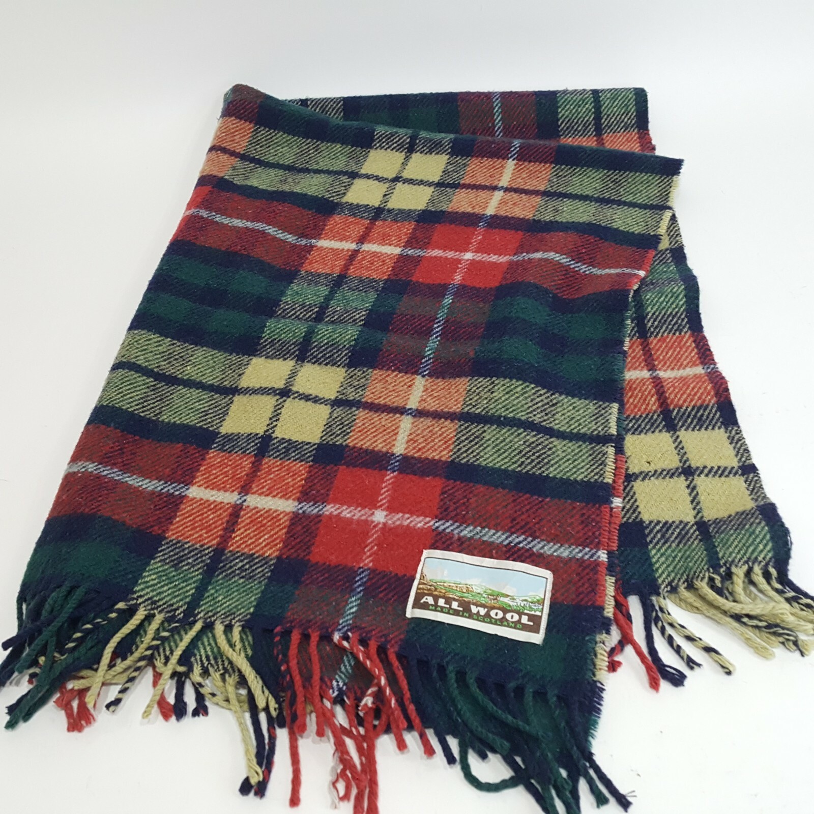 Tartan Plaid Horse Saddle Square 100% All Wool Blanket 48 x 34 Scotland Camp