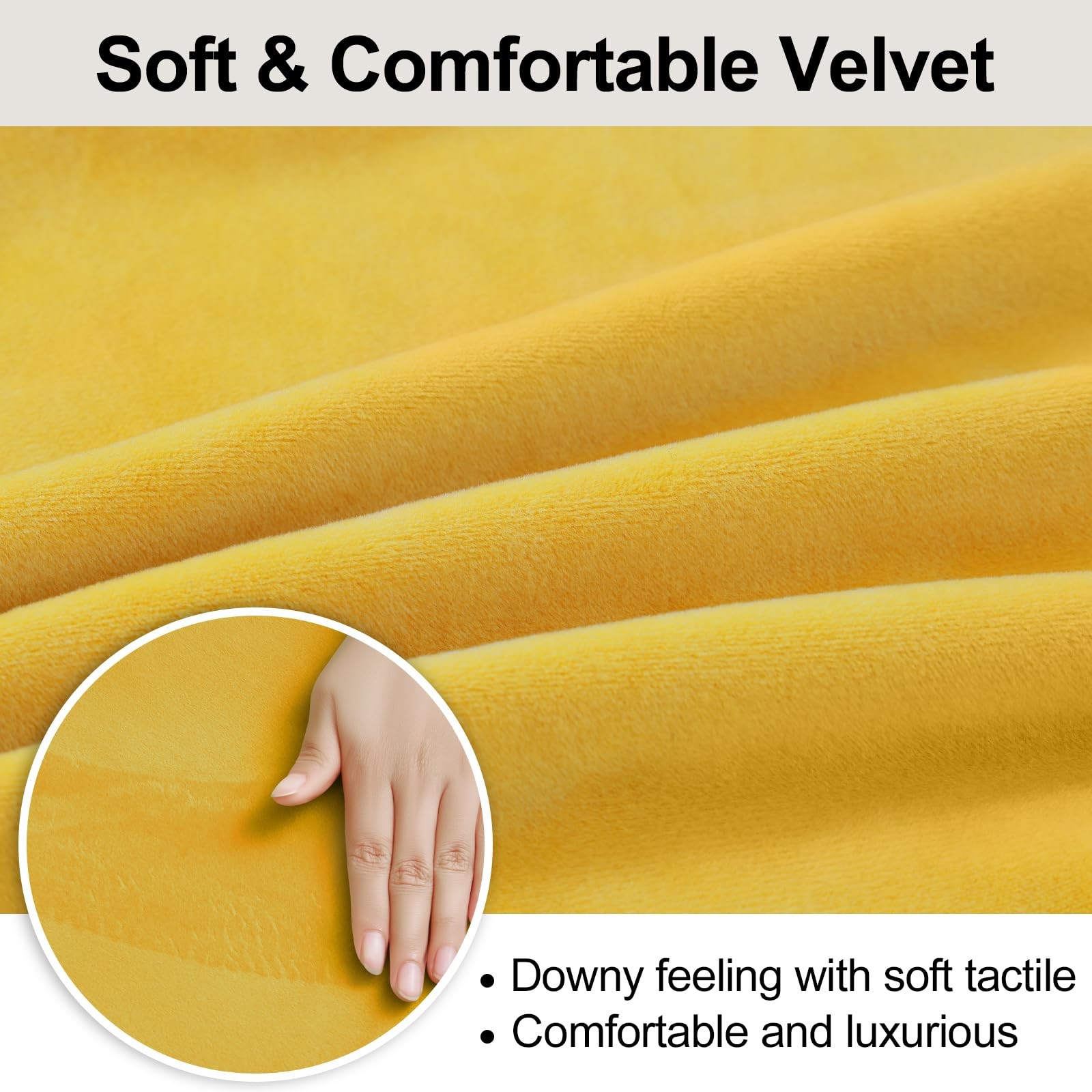 Smiry Velvet Stretch Dining Room Chair Covers Set of 4, Mustard Yellow