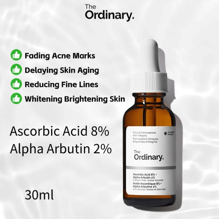 3 Packs – The Ordinary Ascorbic Acid 8% + Alpha Arbutin 2% Serum 30ml – Brighten