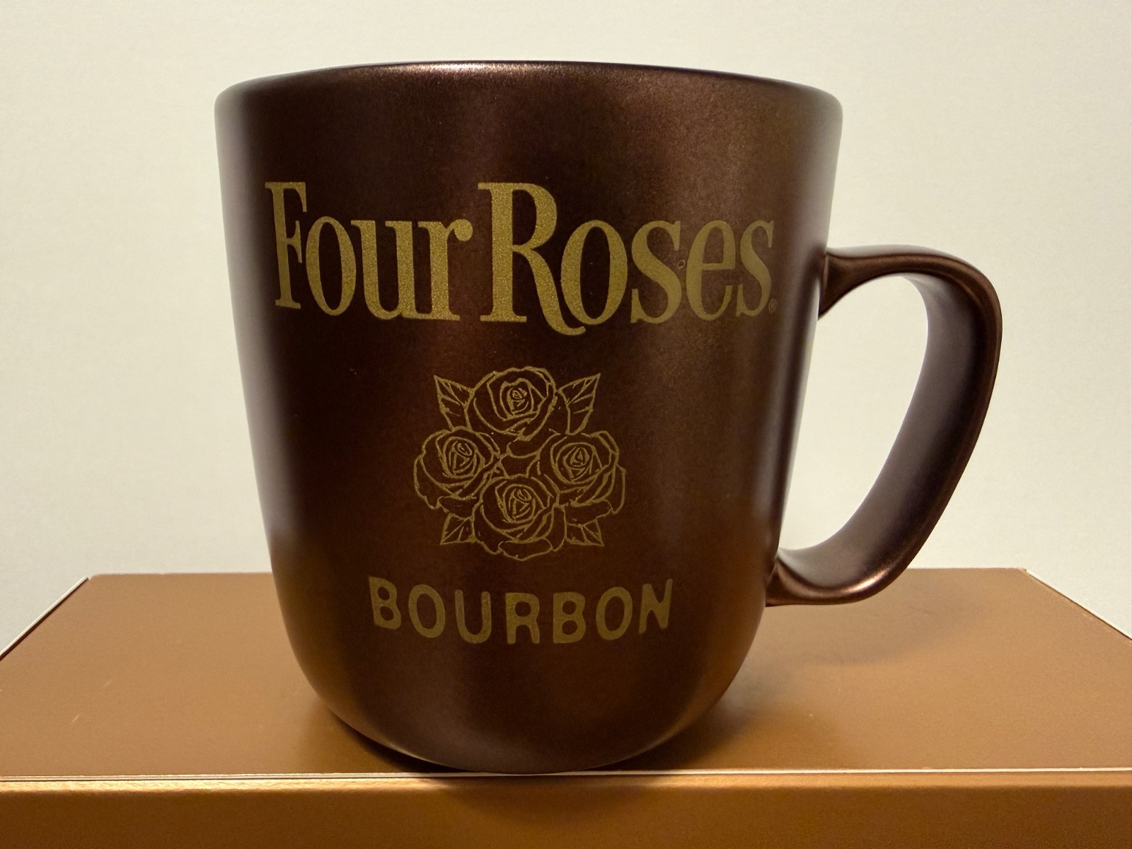 Four Roses Bourbon Whiskey Copper Brown Large Mug - 4 1/4" Tall