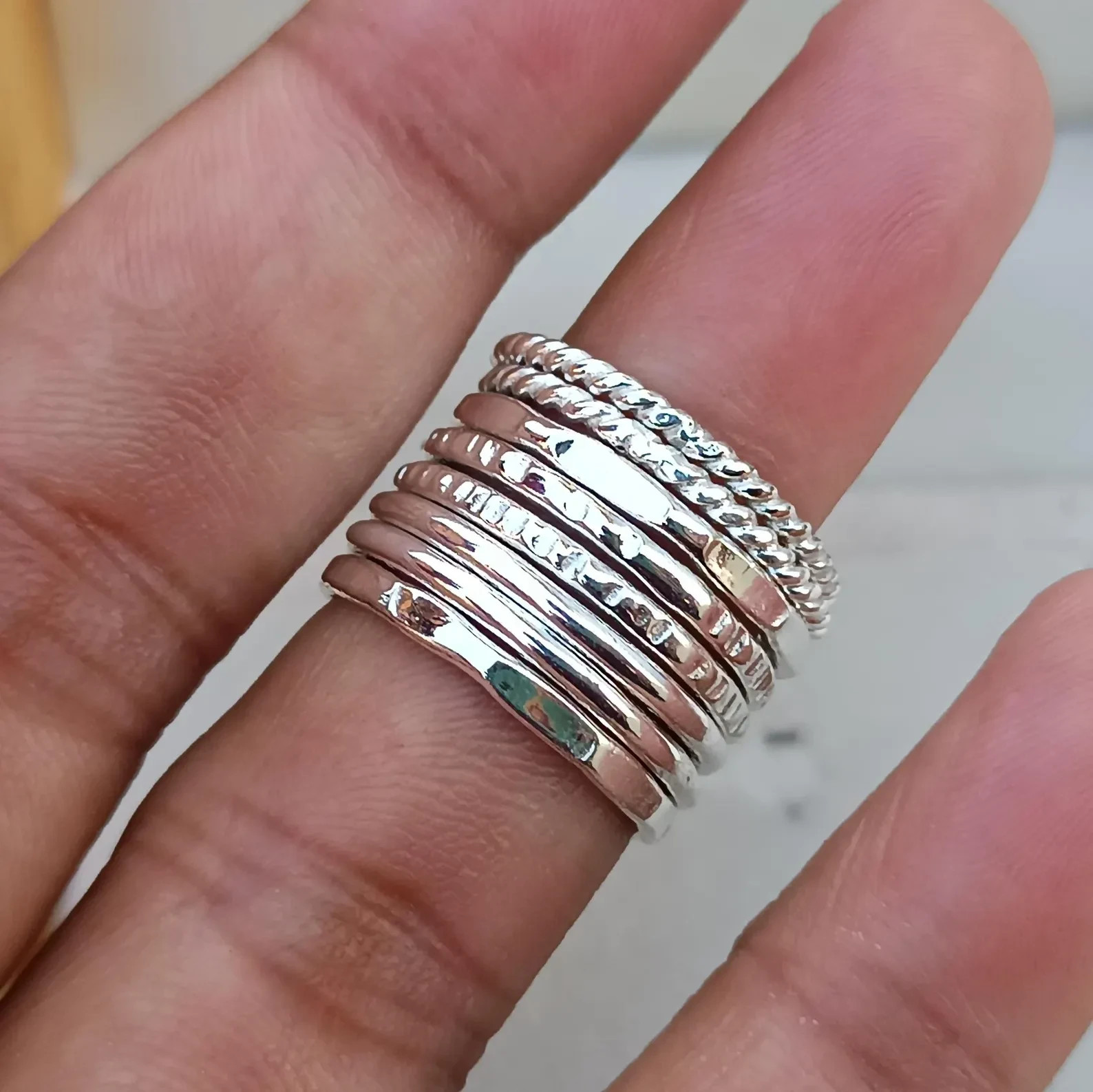 Hammered Silver Band Ring 925 Sterling Silver Handmade Silver Knuckle , All Size