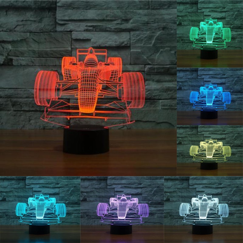 Auto 7-Color Changing Racing Car 3D Illusion LED Table Night Light Smart Touch