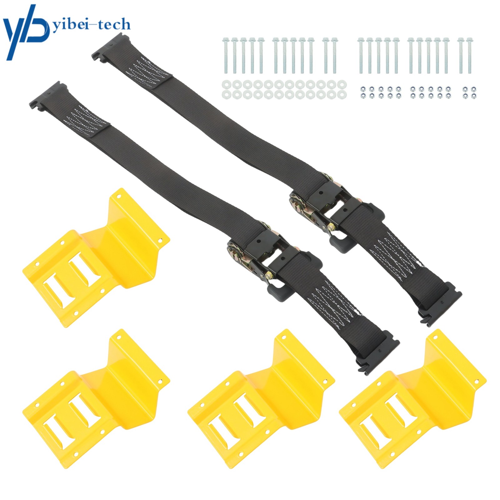 1 Pack Wheel Chock Tie Down E Track System 6' Black Ratchet Straps For Trailers