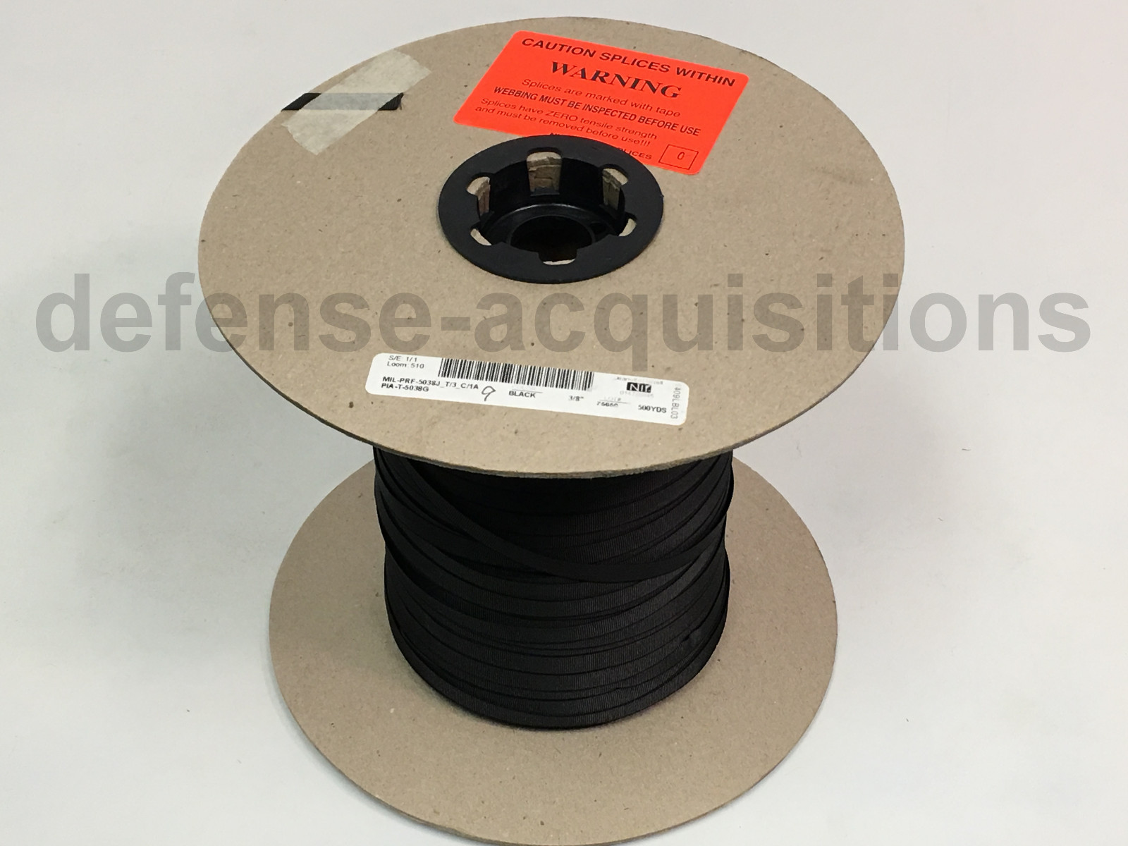 5 YARDS OF 3/8" Inch MilSpec Webbing Binding Ribbon MIL-T-5038J Grosgrain BLACK