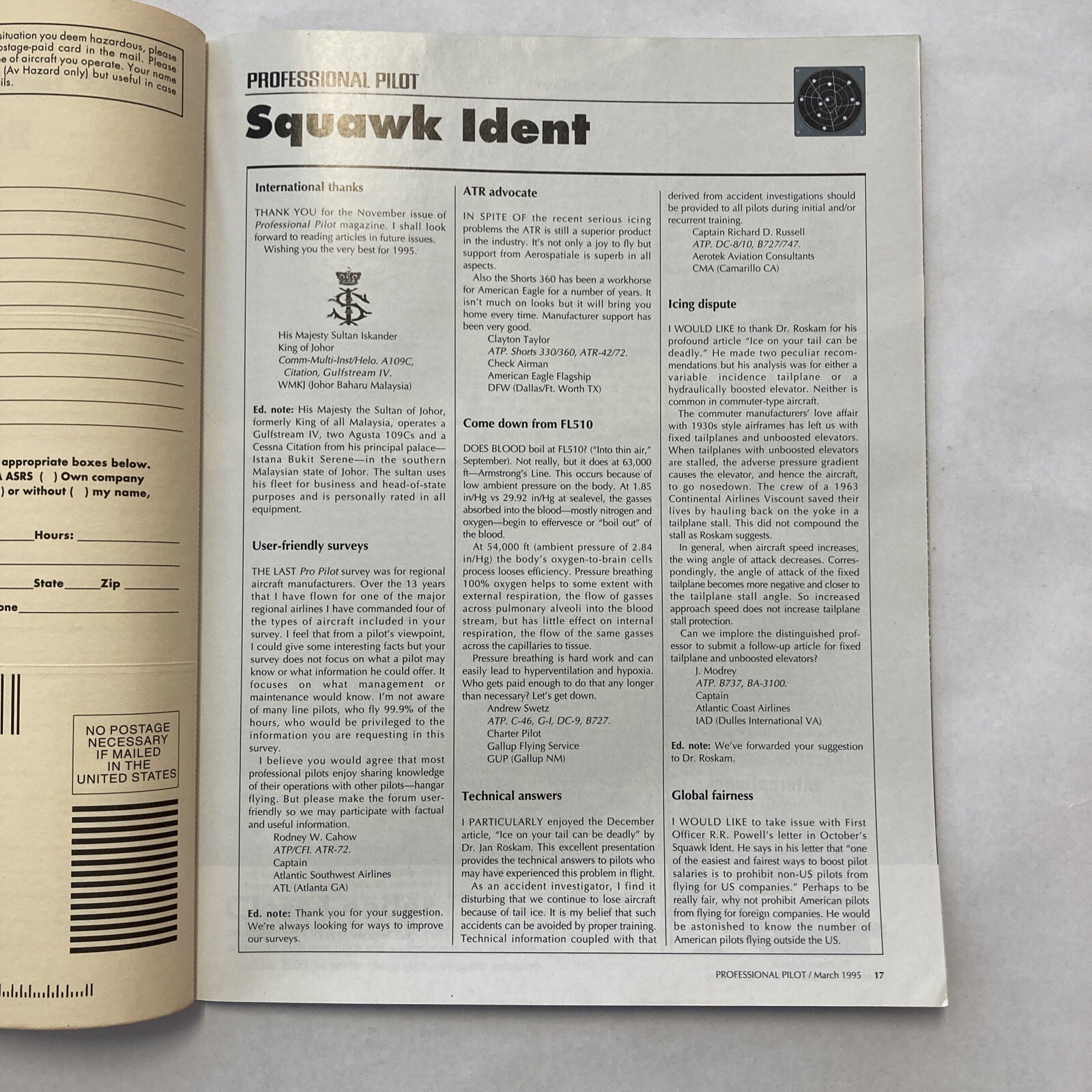 Professional Pilot - March 1995 Issue