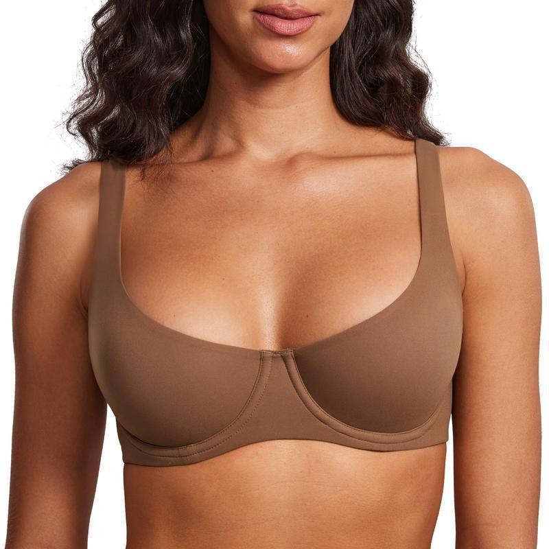 Women's Seamless Underwire Balconette Bra Unlined Wide Strap Support Full Covera