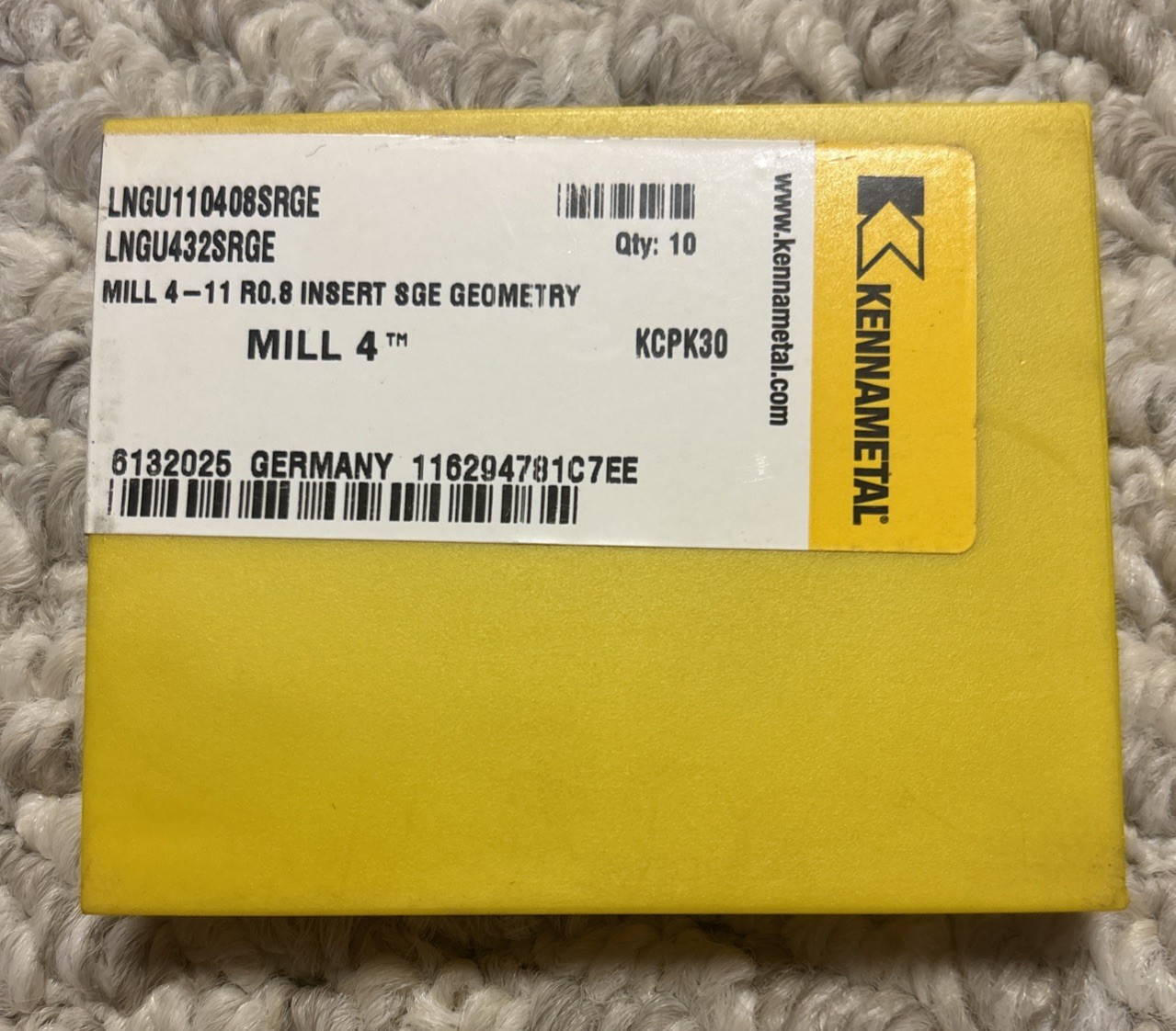 Kennametal Mill 4 Milling Inserts LNGU432SRGE KCPK30