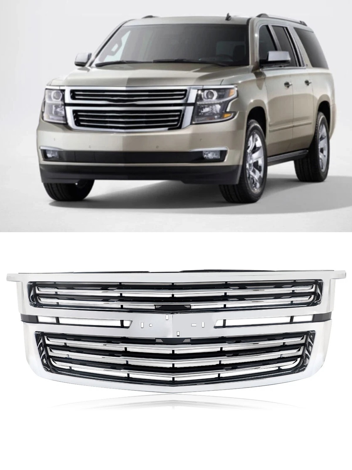Front Upper Grille Chrome For Chevy Tahoe/Suburban LTZ 2015-2020 GM1200704