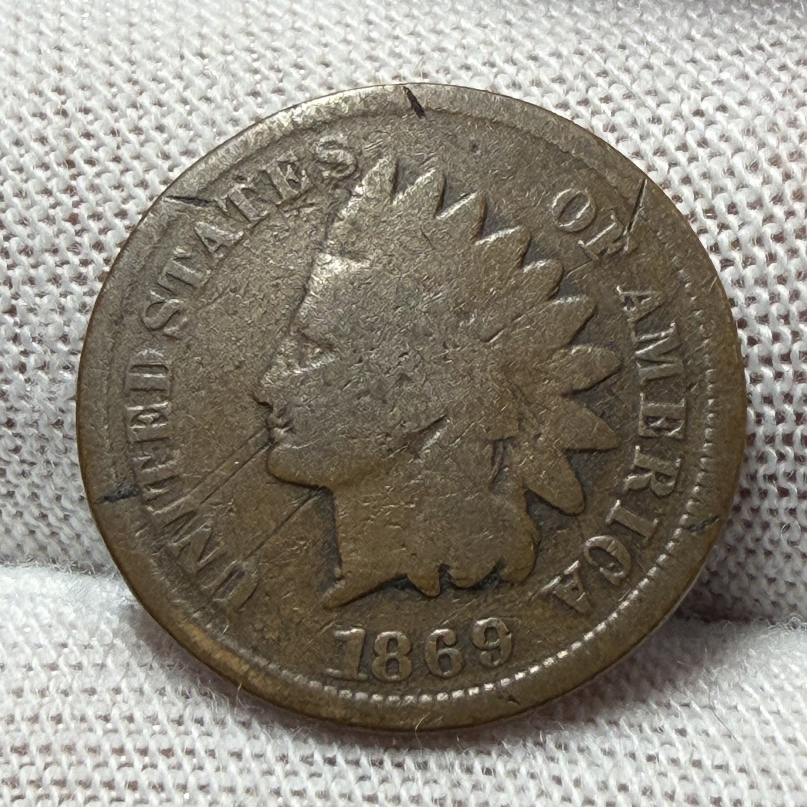 1869 Semi-Key Date Indian Head Cent Penny receive coin pictured #5965