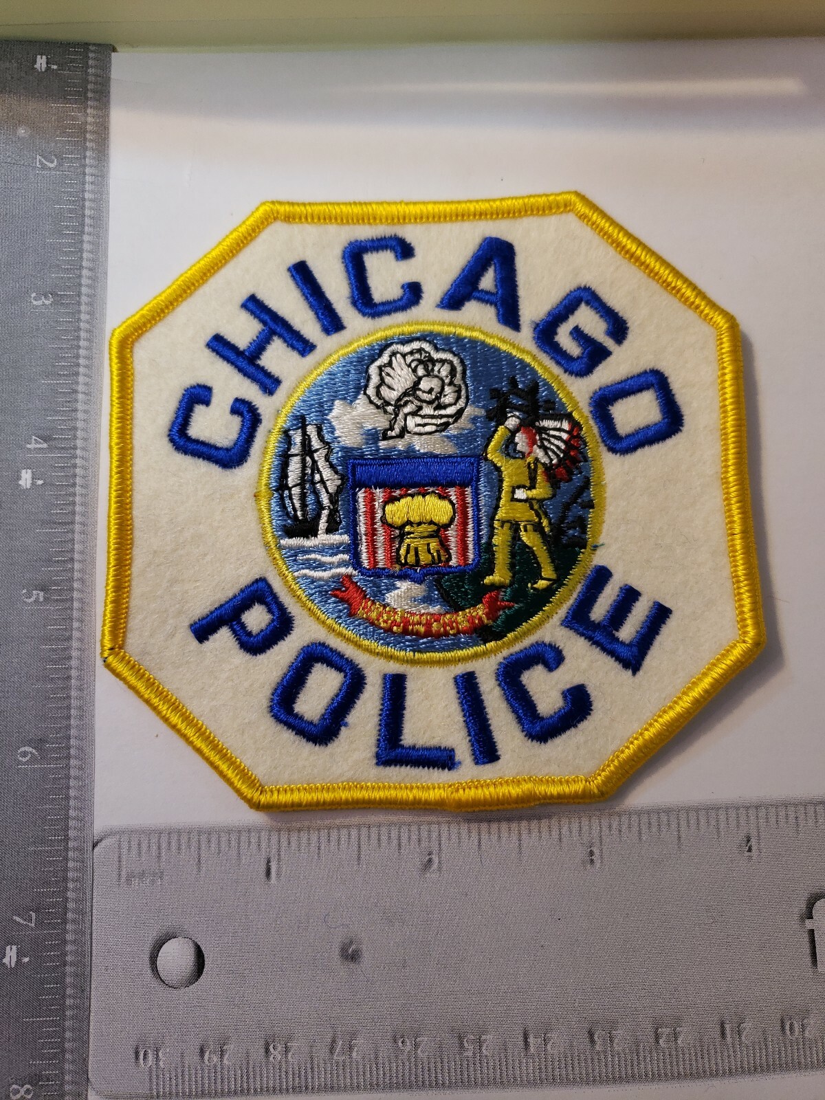 Older Stock Chicago Police Department Felt Supervisor Gold Patch