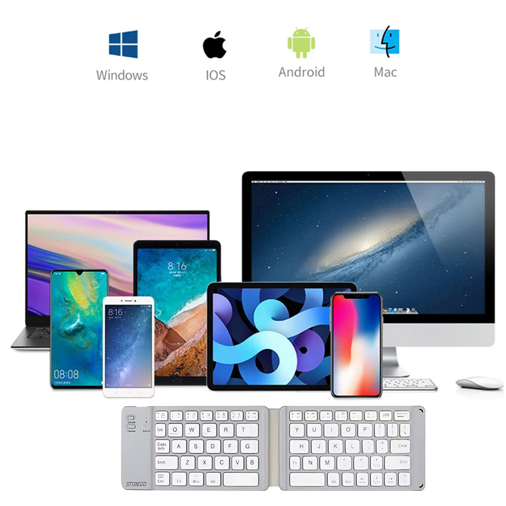 Mini Compat Foldable Wireless Keyboard For PC/iPhone/Android Cellphone Recharge