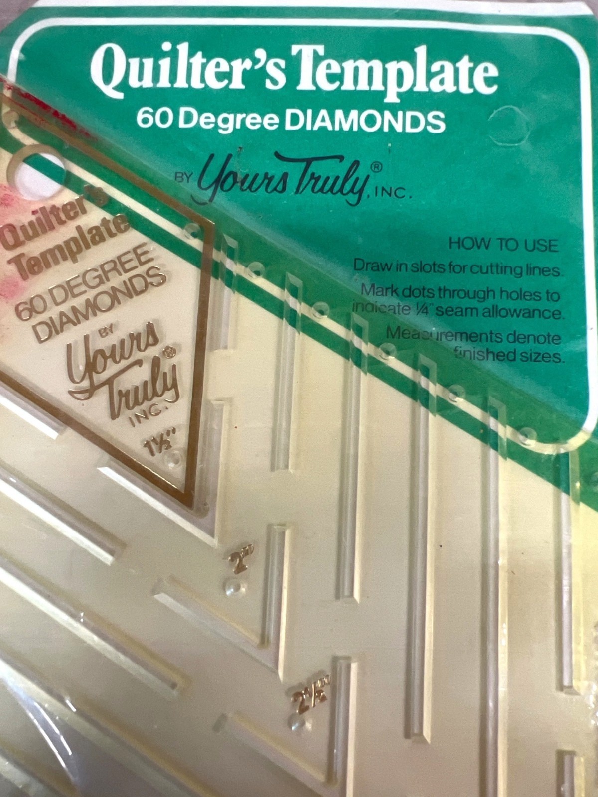 Quilters Template 60° Diamonds & Hexagons Transparent Precision Sewing