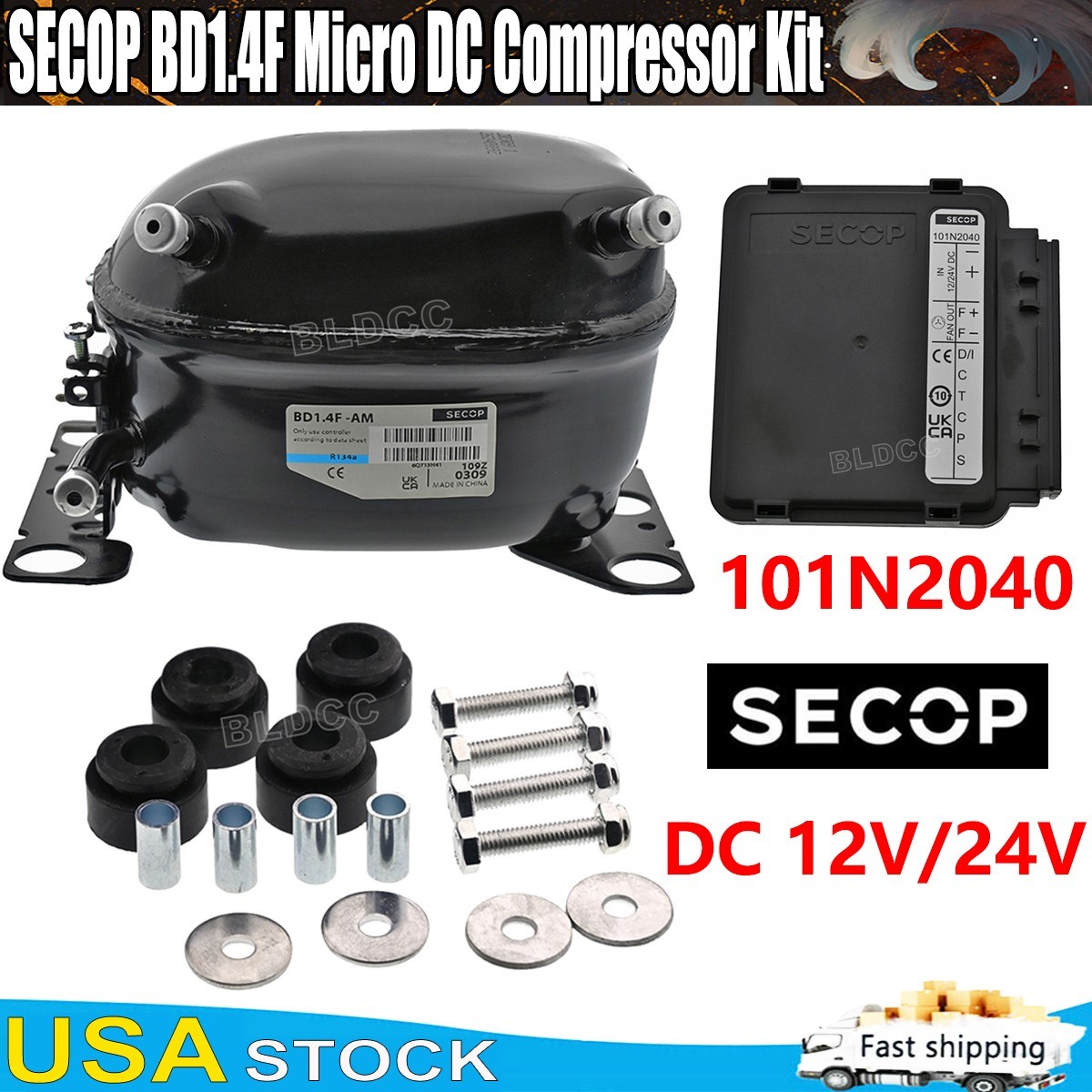 12V 24V SECOP BD1.4F Micro Fridge Freezer Compressor +101N2040 Driver Controller