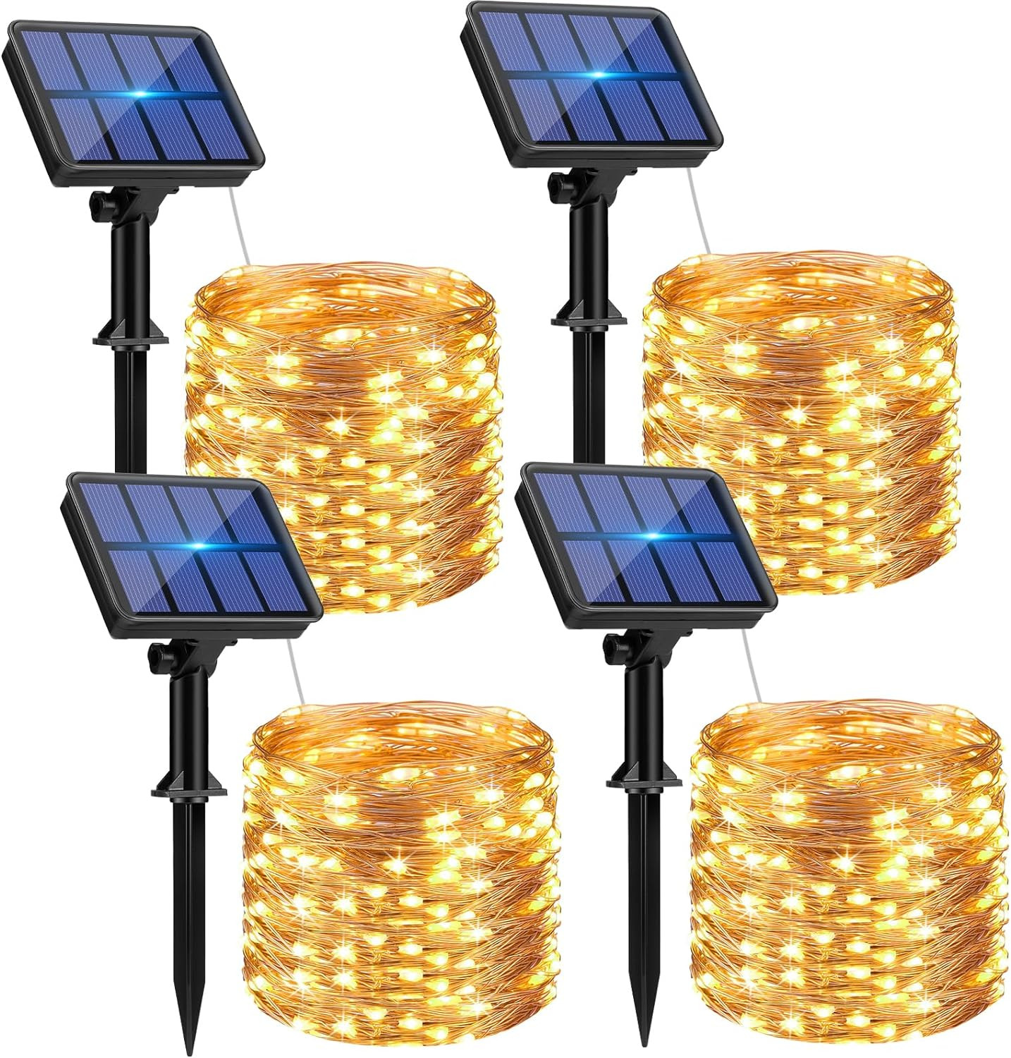 Btfarm 4 Pack Solar String Lights Outdoor - Total 132FT 320LED Solar Fairy Light
